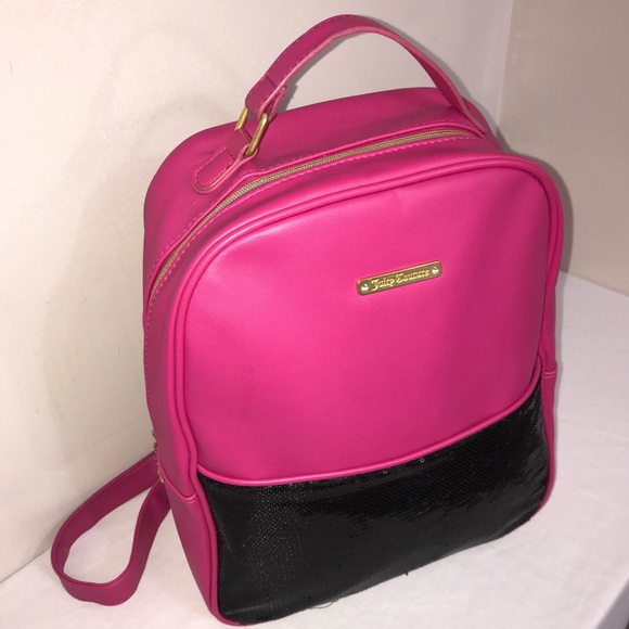 Juicy Couture Hot Pink Black Sequin Bling Backpack - Picture 5 of 16